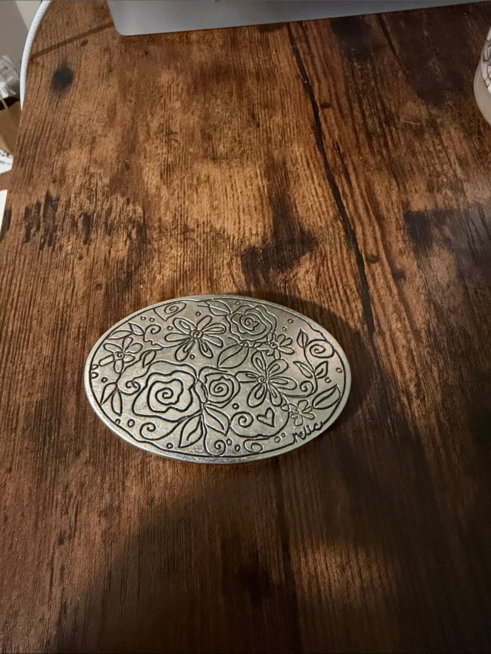 Floral Engraved Girls Belt Buckle